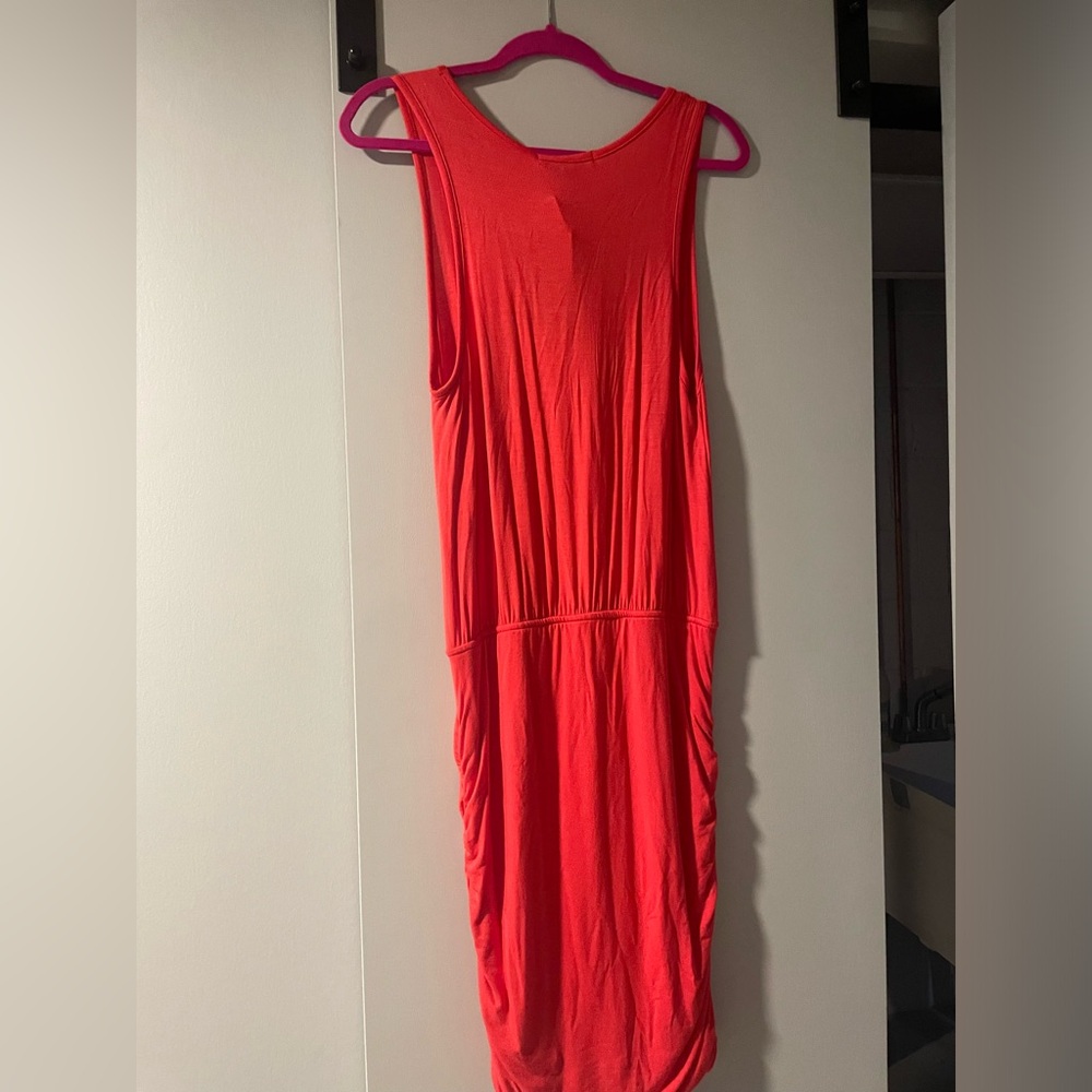 Coral comfy stretchy and cinchey sides dress